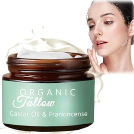 Grass-Fed Beef Tallow with Frankincense Oil and Castor Oil,Beef Tallow Moisturiser,Tallow and Honey Balm,Natural Beef Tallow Face Cream,Beef Tallow Skin Care for All Type Skins,Face Cream for Women
