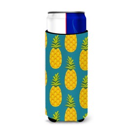 Caroline's Treasures BB5145MUK Pineapples on Teal Michelob Ultra Hugger for slim cans, Slim Can, multicolor