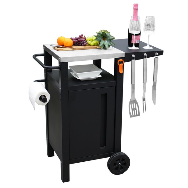 Emberli Grill Cart Outdoor with Storage with Wheels - Modular Grill Table of Outside BBQ, Blackstone Griddle 17", Bar Patio Cabinet Kitchen Island Prep Stand