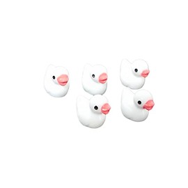Set of 5 Miniature Ducks Terranium Gardening Moss Doll House Figurine Figurine Diorama (White)