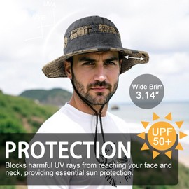 TAGVO Unisex Fashion Bucket Hat, Classic Two-Tone Letter Wide Brim Foldable UV Protection Safari Sun Hat, Packable Outdoor Men Women Black