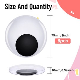 TOAOB 8pcs Large Googly Wiggle Eyes with Self Adhesive 3 Inch Giant White Plastic Sticker Eyes for DIY Crafts Scrapbooking Decoration