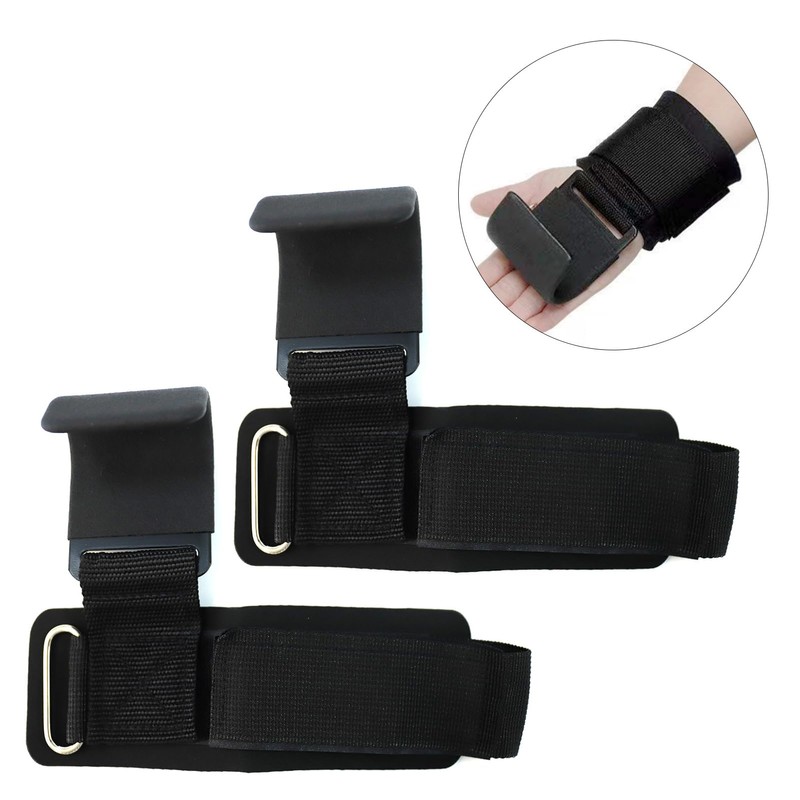 Weight Lifting Hooks Pair Wrist Supports Non-Slip for Gym Grips