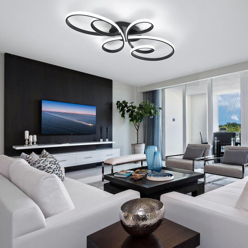 HLILCEH 66W Modern LED Ceiling Light, Flower Flush Mount Light