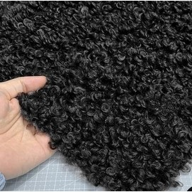 M01696 MOREZMORE Curly Fur Faux Fur Fabric #23 Black 16x19 for Doll Puppet Hair or for Miniature Plush Teddy Bear and Other Animals