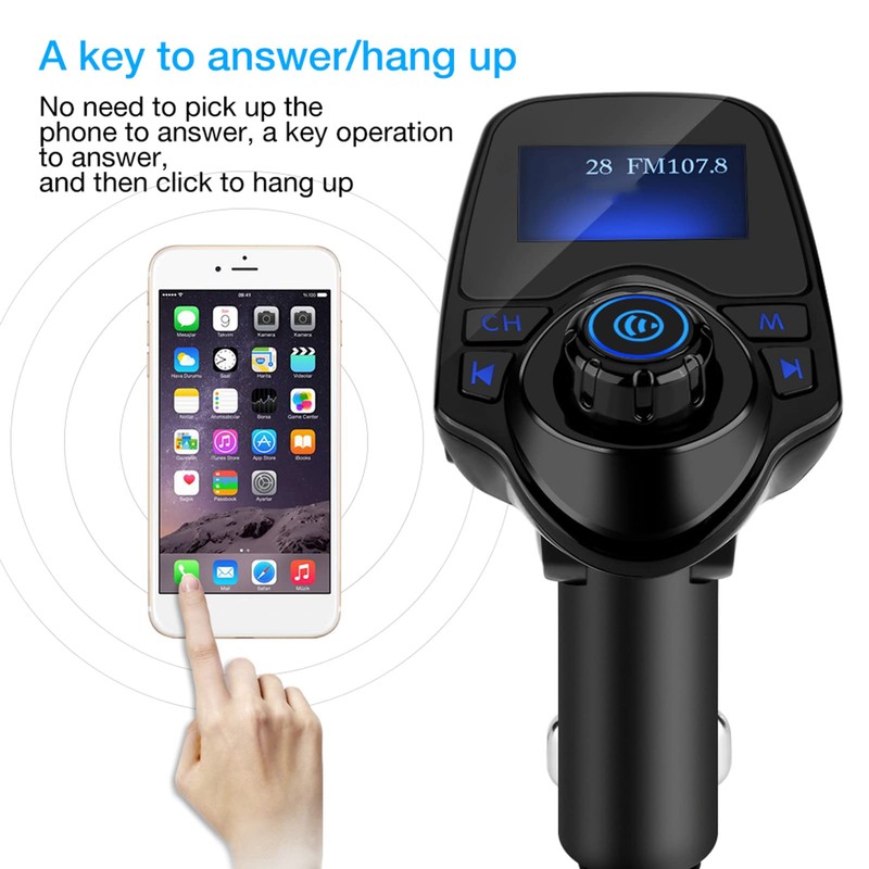 Yctze T11 Bluetooth-Freisprecheinrichtung, MP3-Player, FM-Transmitter, USB-Ladegerät Auto Ladegerät Zigarettenanzünder Auto