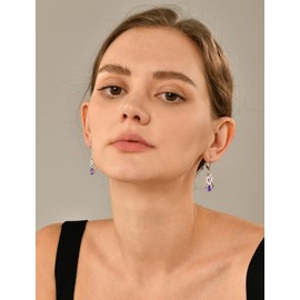 YL Celtic Knot Earrings 925 Sterling Silver Infinity Dangle Drop Earring Created Amethyst Twist Leverback Jewelry for Women