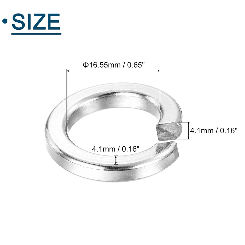 sourcing map M16 Split Lock Washer, 10Pcs 304 Stainless Steel