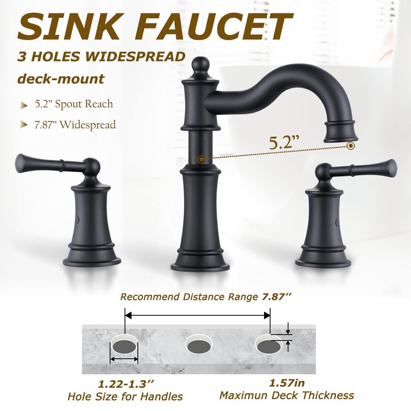 WINKEAR Roman Bathroom Sink Faucet Deck Mount or Wall Mount