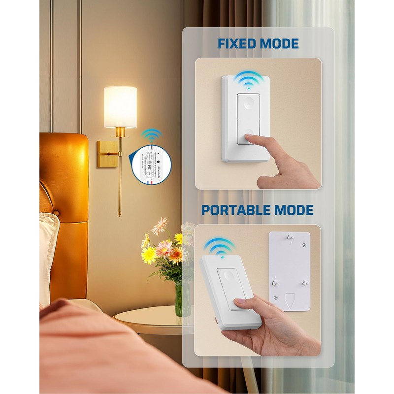 DEWENWILS 3 Way Wireless Light Switch and Receiver Kit, Remote