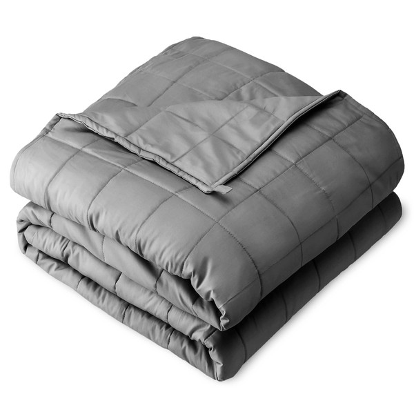 Bare Home Weighted Blanket Twin or Full Size 10lb (40" x 60") - All-Natural 100% Cotton - Premium Heavy Blanket Nontoxic Glass Beads (Grey, 40"x60")