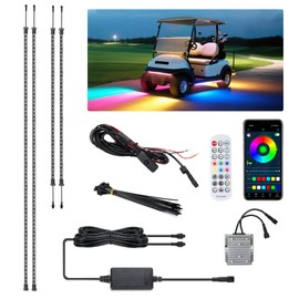 AIPSET Golf Cart LED Light Strip, LED Lights Underbody Underglow Kit, Neon Strips Lighting, Universal Compatible with EZGO Club Car Yamaha, 12V - 80V Input, Muti-Color, Music Sync & Waterproof, 4PCS