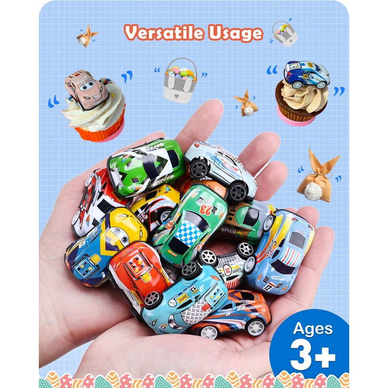 Roicaholy 24 Count Prefilled Easter Eggs with Pull-Back Cars Inside