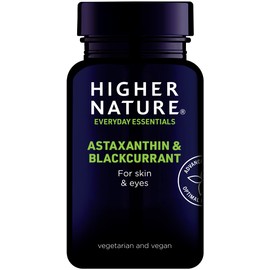 Higher Nature - Astaxanthin & Blackcurrant - Helps Skin Ageing & Wrinkles - Concentrated Blackcurrant Fruit Extract - Vegetarian & Vegan - 90 Capsules