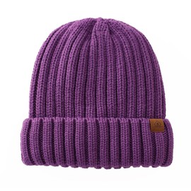 Magracy Men's Beanie Hat Winter Thermal Hat for Men Women Classic Knit Hat Cuffed Skull Caps Purple