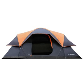 EchoSmile 10/12 Person Camping Tent – Waterproof Windproof Tent with Rainfly Easy Set up, Black & Orange