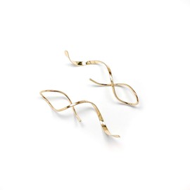 Gold Threader Earrings for Women, 14K Gold Filled, 1.5in, Spiral Earrings for Women Hypoallergenic, Dangle Drop Earrings, Threader Earrings Gold, Lightweight Dangle Earrings (14K Gold Filled)