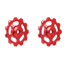 TOTMOX 2pcs Aluminium Alloy Universal Rear Wheel Front Derailleur for MTB 11T, Road Bike Guide Wheel Tensioner Part Bicycle Accessories, Red