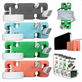 CordBrick 4pk Weighted Cord Holder for Nightstand - Phone Charger Cable Management for Travel - Phone Accessory Stocking Stuffers for Adults - Multipurpose Gift for Home, Office, Assorted