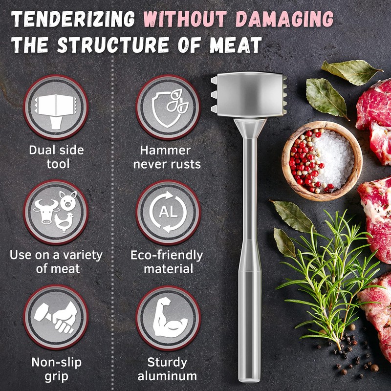 Meat Tenderizer 1 pcs Aluminium Mallet Dual-Sided - Tenderizer Tool