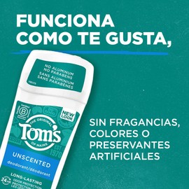 PALMOLIVE OPTIMS Tom's of Maine Long-Lasting Aluminum-Free Natural Deodorant for Women, Unscented, 2.25 oz.