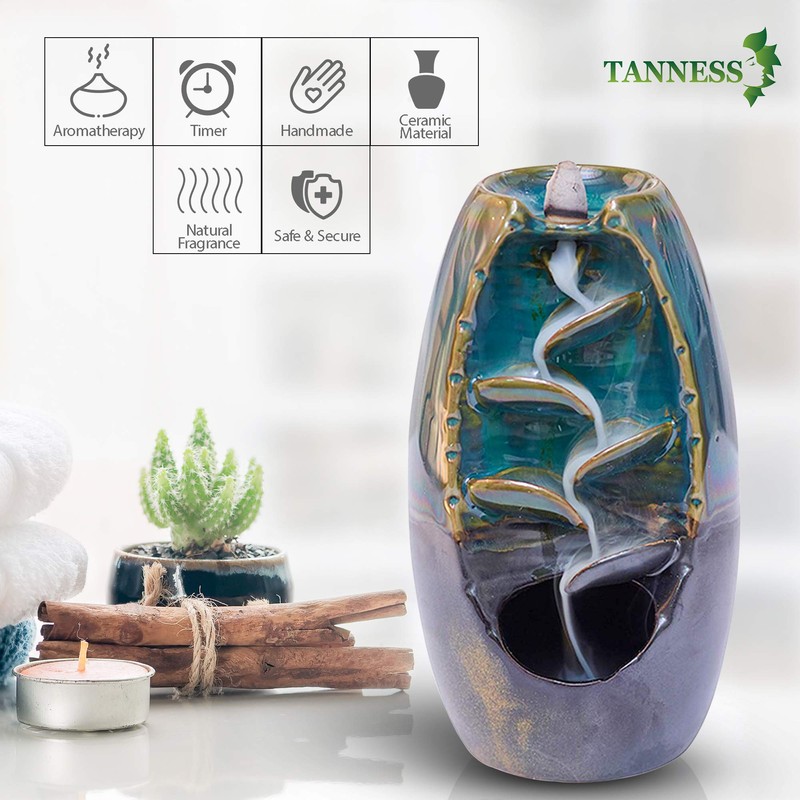 Tanness Backflow Incense Burners, Incense Holder, Incense Waterfall 110pcs Incense