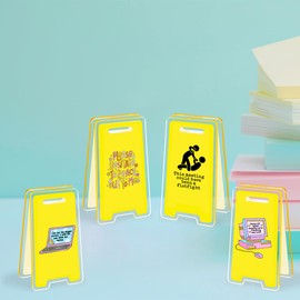 Funny Team Office Gifts, Sarcastic Office Quotes, 4 Pack Acrylic Sticky Note Holder Gift for Colleague Leader Boss Employee Birthday Christmas White Elephant Gifts (Sticky Note Holder-Q)