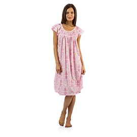 Casual Nights Women's Smocked Lace Short Sleeve Nightgown - Pink - X-Large