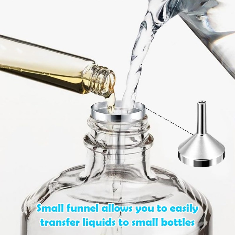5 Pcs Mini Metal Funnels, Silver Aluminium & Stainless Steel