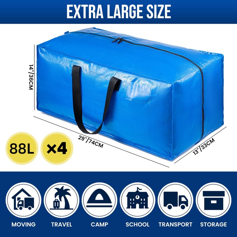 TAILI Blue Heavy Duty Moving Bags, Clothes Storage Bags with
