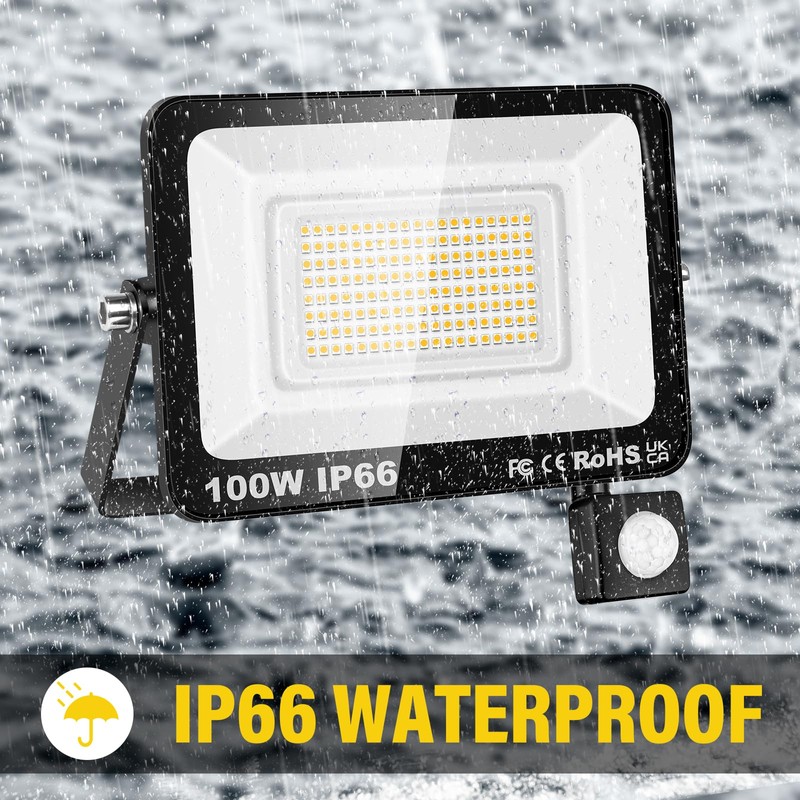 Willpower 2 Pieces 100W LED Floodlight with Motion Sensor, 10000LM