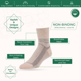 7BigStars Men Extra Wide Novelty Cotton Quarter Socks - 5 Pack Large - Square Mesh - Sock Size 10-13 Shoe Size 9-12 L Brown, Light Beige, Beige, Khaki, Light Brown