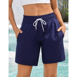 YGDSX Women's 3''/5''/7'' Swim Board Shorts Quick Dry Beach Shorts with Liner Pockets Swimsuits Bottoms Trunks for Women Navy Blue