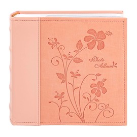 Golden State Art Photo Album holds 4x6 200 Horizontal Pictures with Memo Space, Leather Vintage Cover for Wedding Family Christmas and Valentine's Day(Pink)