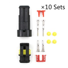2 Pin Waterproof Connector for Wiring Male & Female Waterproof Connectors Coupler Waterproof Connector Set, 2 Pole Waterproof Electrical Wiring Connector Terminals for Cars, Motorcycles, 10 Kits