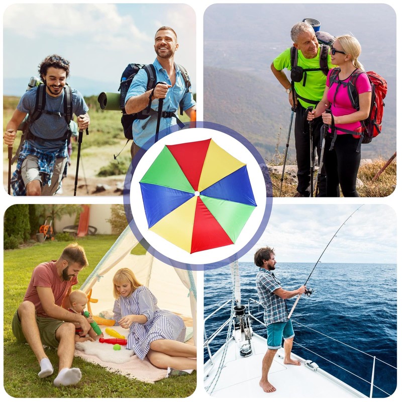 MEYAGOT Pack of 6 Umbrella Hat, Fishing Umbrella with Elastic