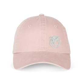 MAINLY SOCKS Baseball Cap Hat Embroidered Grizzly Bear 100% Organic Cotton Christmas or Birthday Gift Eco-Friendly Adjustable (Organic Cotton, Washed Petal Rose)