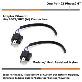 iJDMTOY H4/9003/HB2 Male Adapter Wiring Harness Sockets Wire Compatible with Automtive Driving Light, Running/DRL, Fog Light, Retrofit, Off-Road Lighting, etc