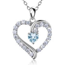 Billie Bijoux Heart Necklaces for Women Birthstone 925 Sterling Silver Love Pendant Necklace Jewellery Birthday Gift for Women Girls Wife Mum, Silver