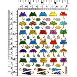 Stickers Glitter Pack 10 Sheets Rain Umbrella with Lovely Clouds Sticker Cartoon Kids Scrapbooking School Reward Xmas Birthday Party Favors Reward Gift (14)