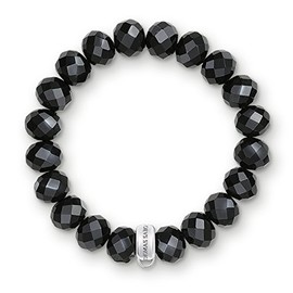 Thomas Sabo Women-Charm Bracelet Charm Club 925 Sterling Silver Nylon Obsidian black Length 15.5 cm X0035-023-11-M