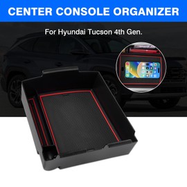 Autorder Center Console Organizer for 2025 Tucson Accessories Armrest Storage Box Secondary Insert Tray with 2 Color Mats