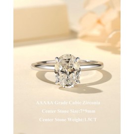 RURULUYA 1.5CT Elongated Oval Cut Engagement Rings for Women,Simulated Diamond Promise Ring,925 Sterling Silver 18K White Gold Plated Ring Size 7