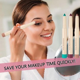 Qeetvia Blue Eyeshadow Makeup, Waterproof Hypoallergenic Long Lasting Eye Liner, Highlighter Matte Cream Eye Shadow Stick, Glitter Primer Palette Shimmer Eyeliner Pen