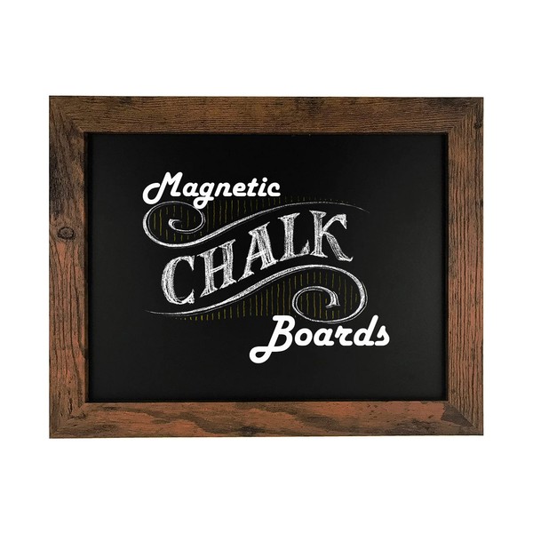 Loddie Doddie Magnetic Chalkboard - for Kitchen and Wall Decor - Easy-to-Erase Chalkboard - Framed Magnet Blackboard - Hanging Black Chalkboards (Rustic Frame, 11x14)
