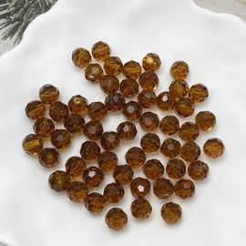 LIMAOLLY 250pcs 6mm Faceted Crystal Glass Beads Round Spacer Beads for Jewelry Making DIY Craft Making Necklace Bracelet Earring Wind Chimes Suncatchers Ornament(518-Dark Amber)