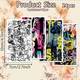 OLYCRAFT Graffiti Clay Transfer Paper 4 Design 24 Pcs Transfer Paper for Polymer Digital Letter Polymer Clay Transfer Sheets Painting Small Transfer Paper for Clay Earrings Jewelry Making