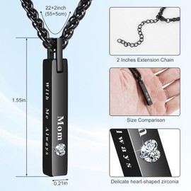 Dletay Urn Necklace for Ashes Stainless Steel Cremation Jewelry for Ashes for Mom Memorial Ashes Necklace for Men Women Ash Holder