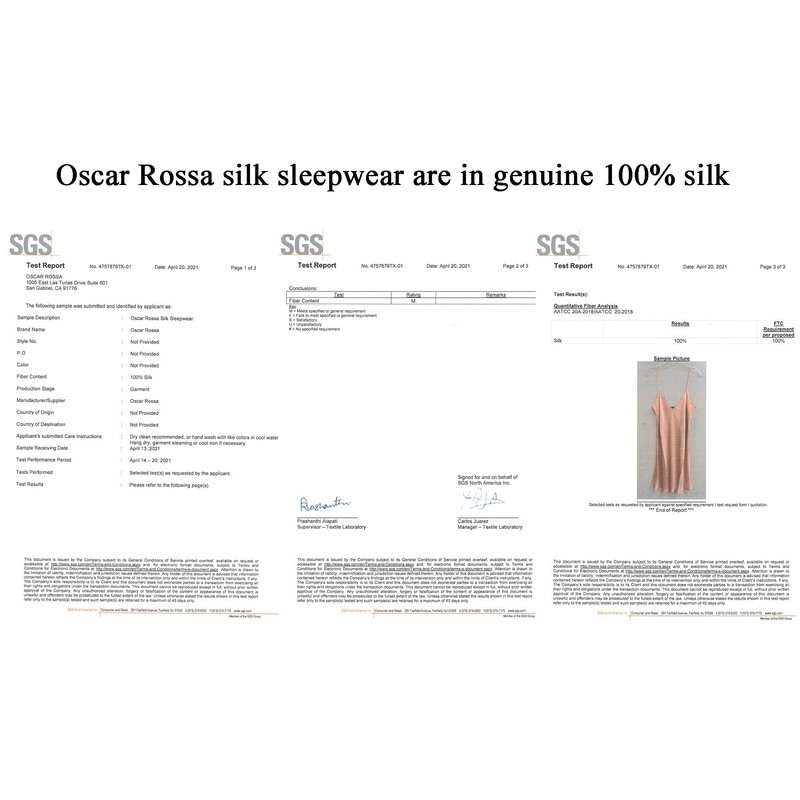 OSCAR ROSSA Women's Luxury Silk Sleepwear hand crafted ¾ sleeves