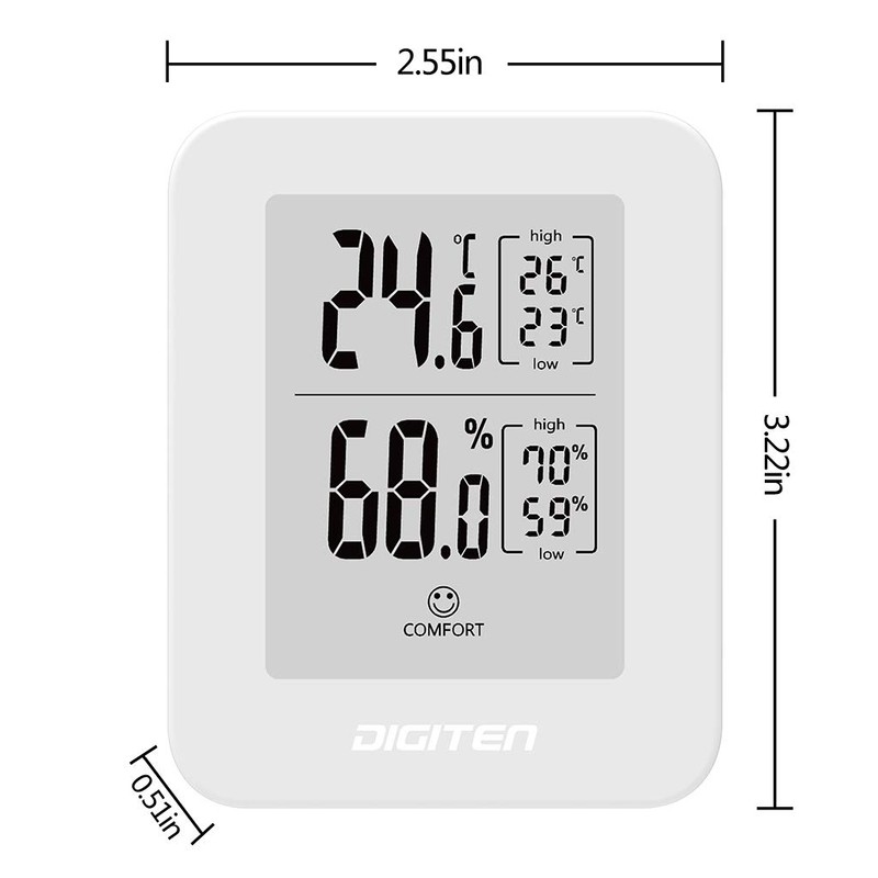 DIGITEN Digital Thermometer/Hygrometer, Hygrometer, E-ink Large Screen, Wall Mount &